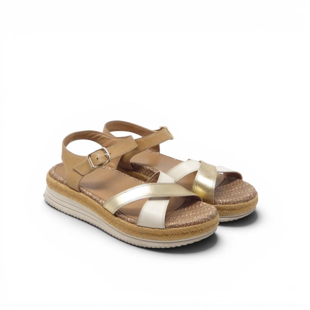 Vionic Mar Women Platform Sandals Tan Gold Metallic Strap Size 8.5